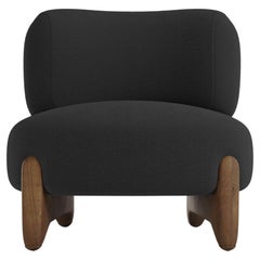 Contemporary Modern Tobo Armchair in Boucle Black & Oak Wood by Collector Studio