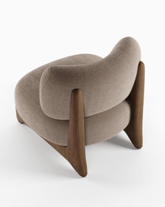 Contemporary Modern Tobo Armchair in Fabric & Oak Wood by Collector
