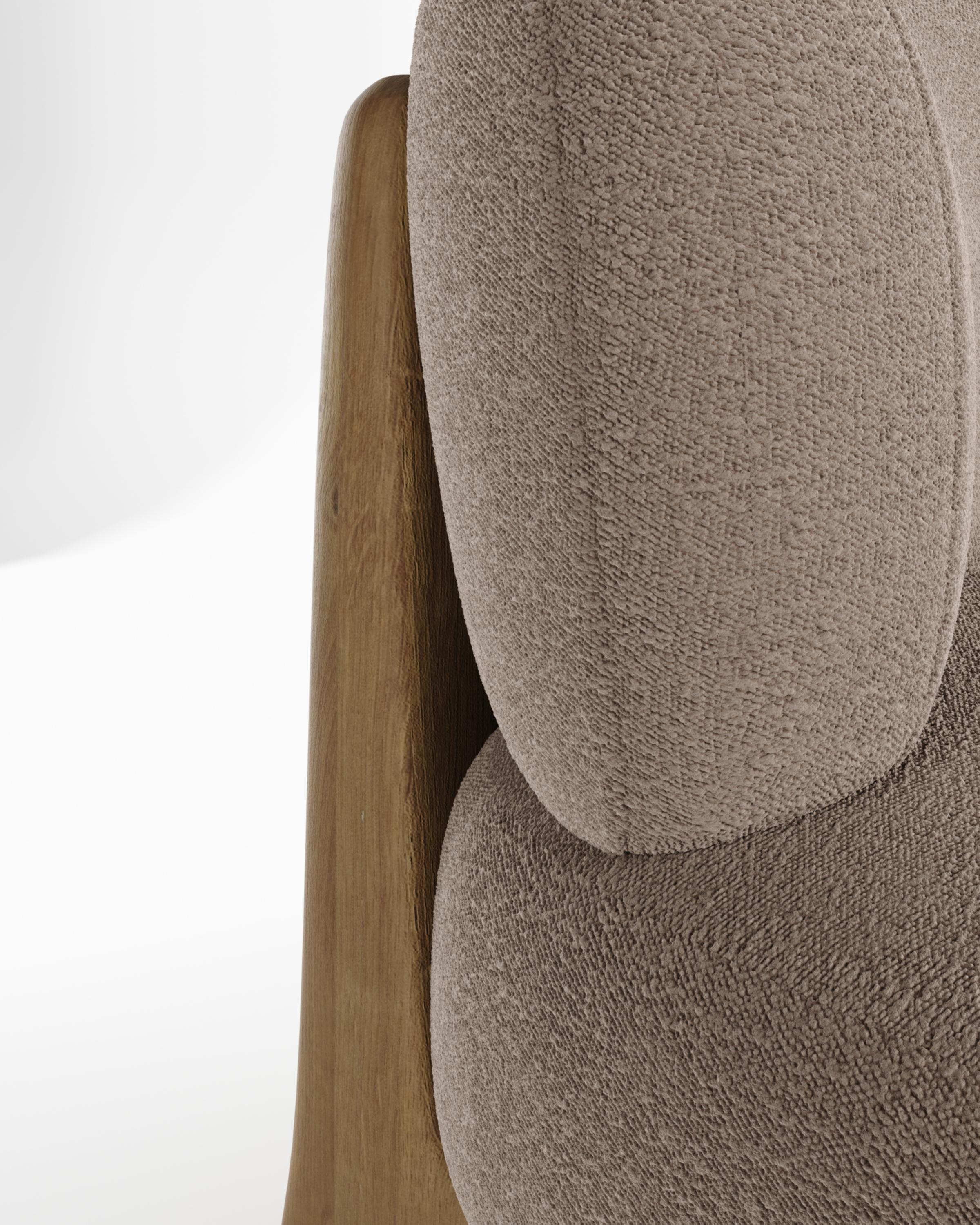 Contemporary Modern Tobo Sessel in Stoff & Oak Wood von Collector Studio (Travertin) im Angebot