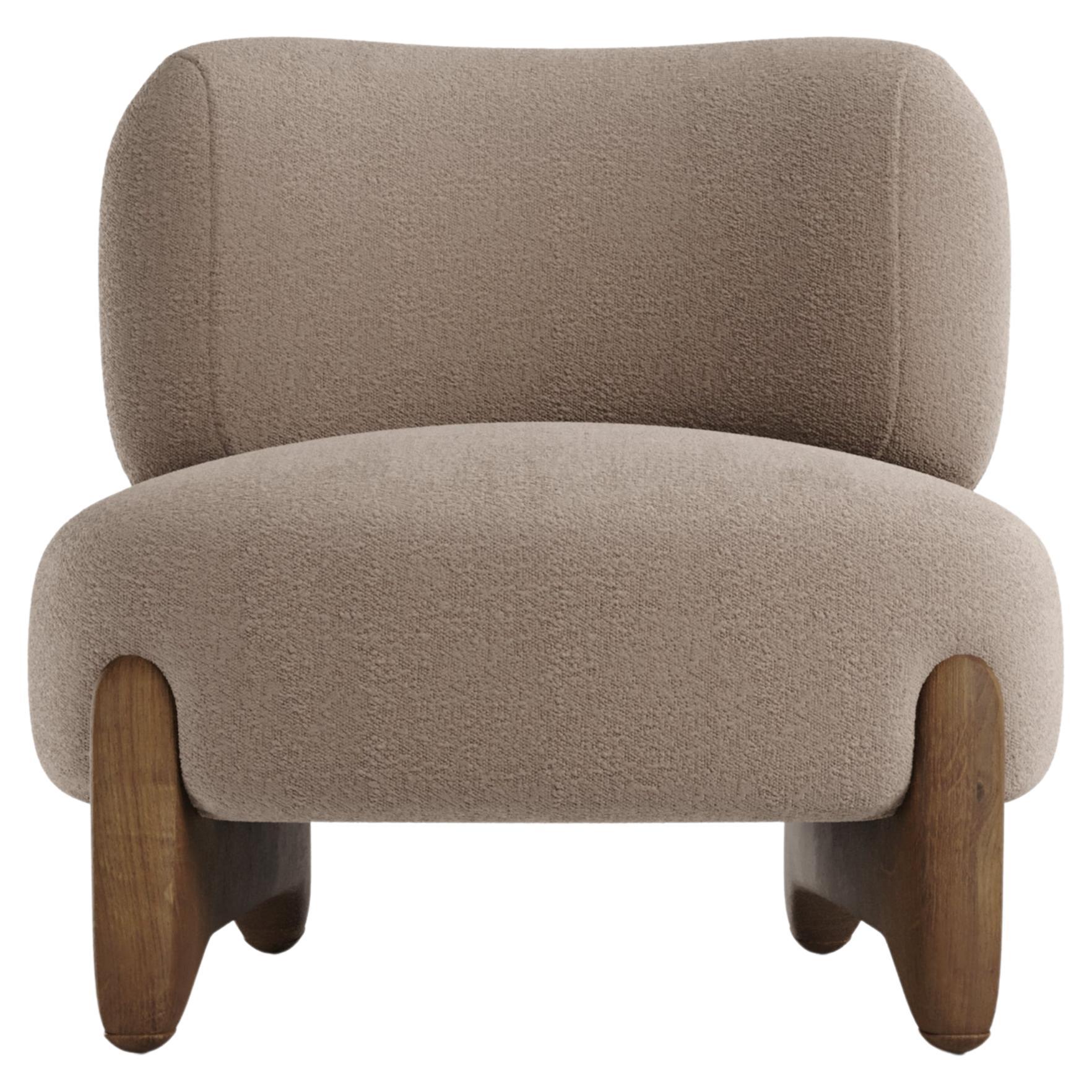 Contemporary Modern Tobo Armchair in Fabric & Oak Wood by Collector For Sale