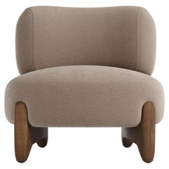Contemporary Modern Tobo Armchair in Fabric & Oak Wood by Collector