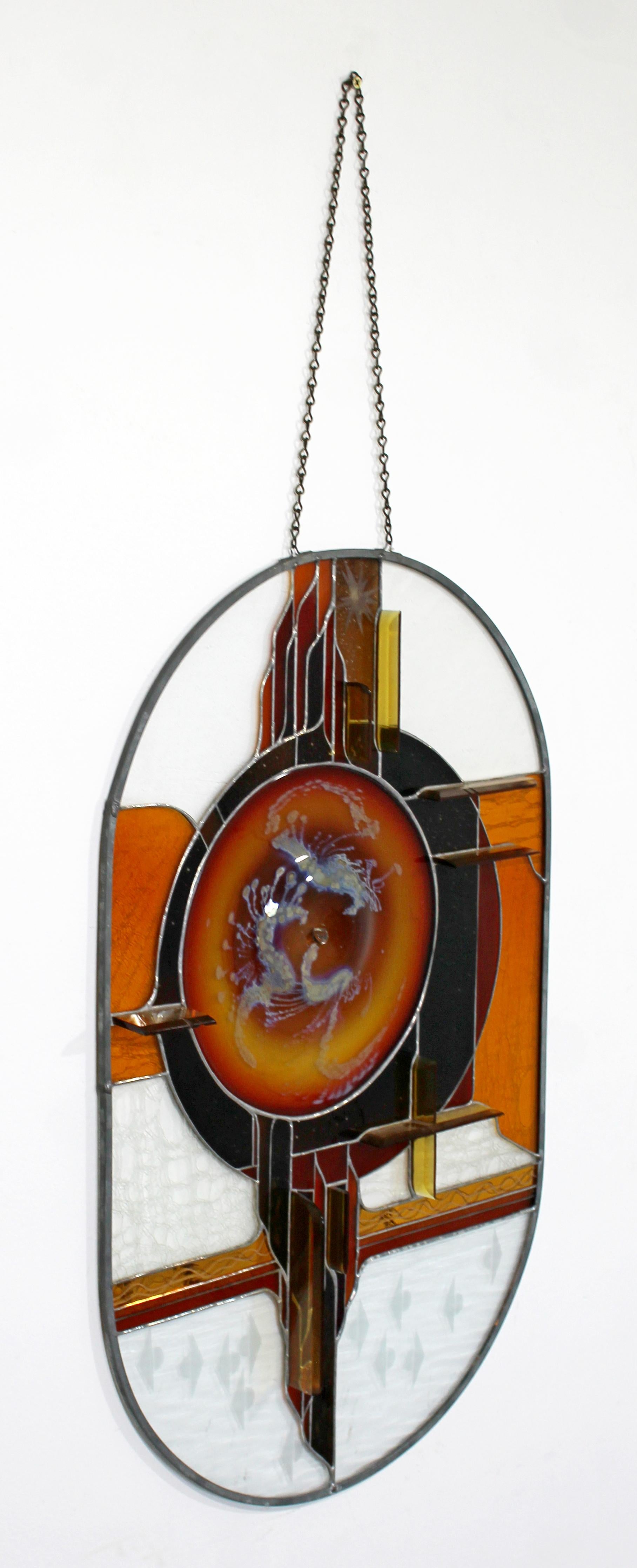 Contemporary Modern Toland Sands Stained Glass Wall Art Hanging Sculpture 1980s In Good Condition In Keego Harbor, MI