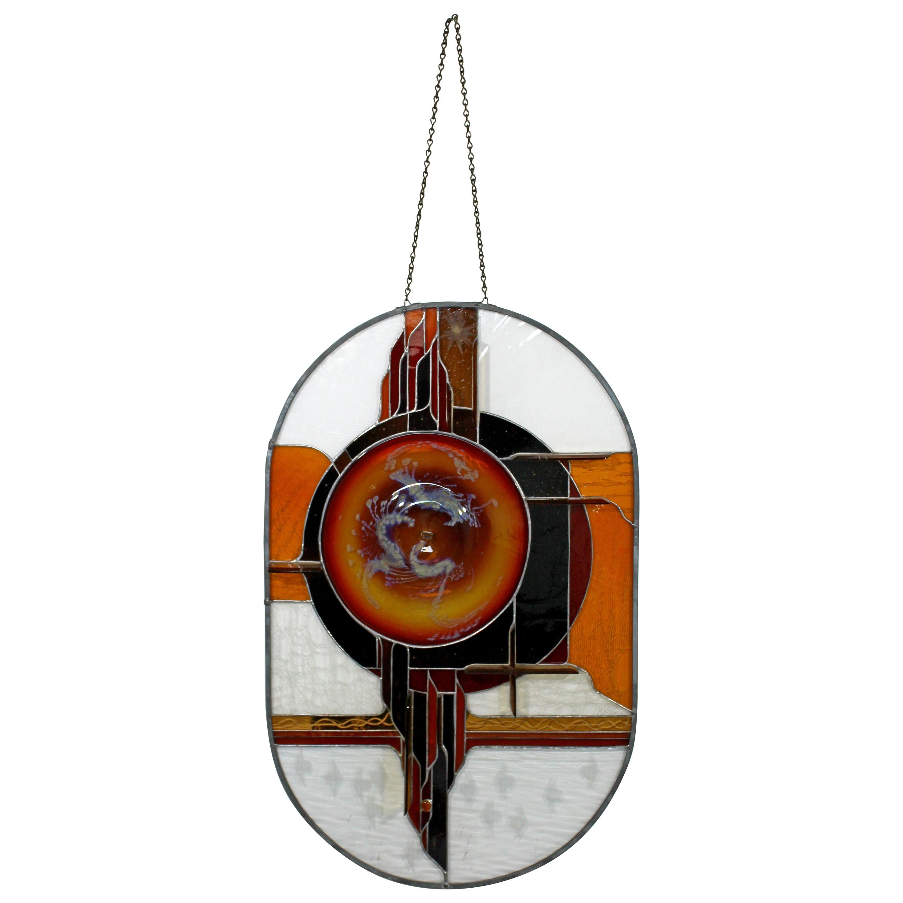 Contemporary Modern Toland Sands Stained Glass Wall Art Hanging Sculpture 1980s