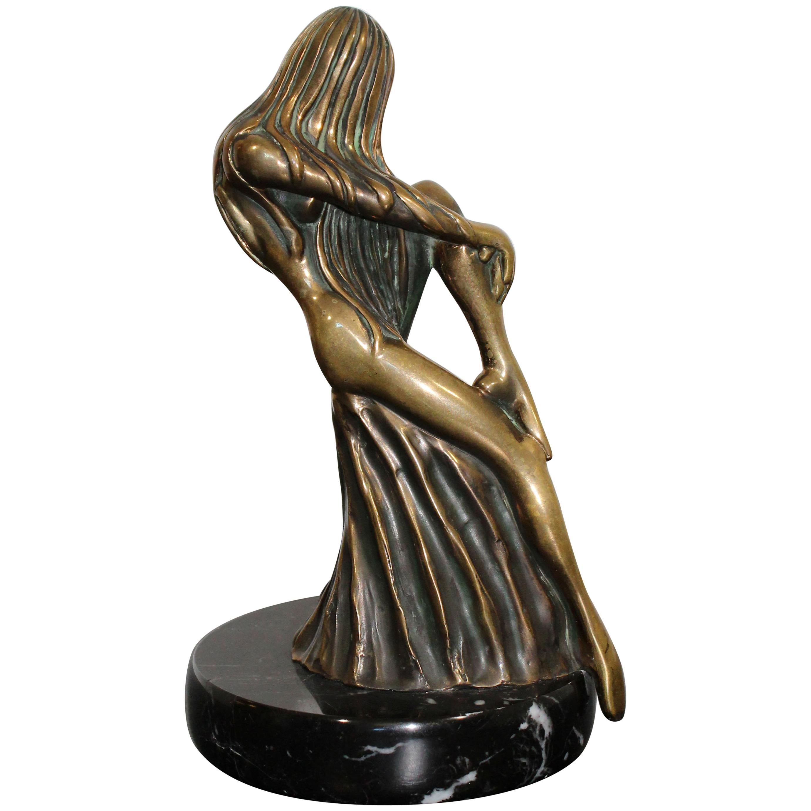 Contemporary Modern Tom Bennett Signed Bronze Marble Table Sculpture Nude 94/250