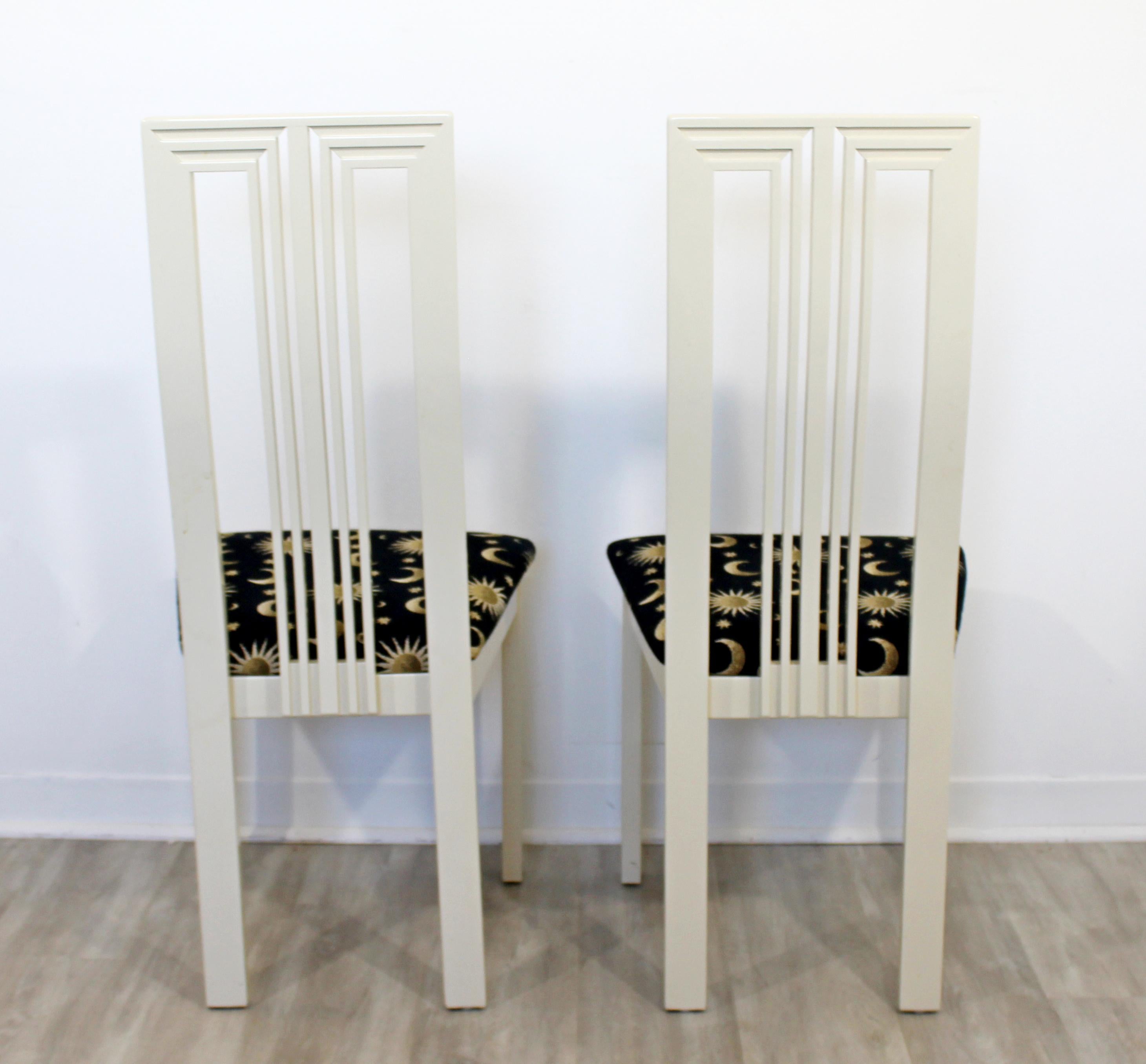 Italian Contemporary Modern Tonon Set 6 Cream Lacquer Side Dining Chairs, 1990s, Italy
