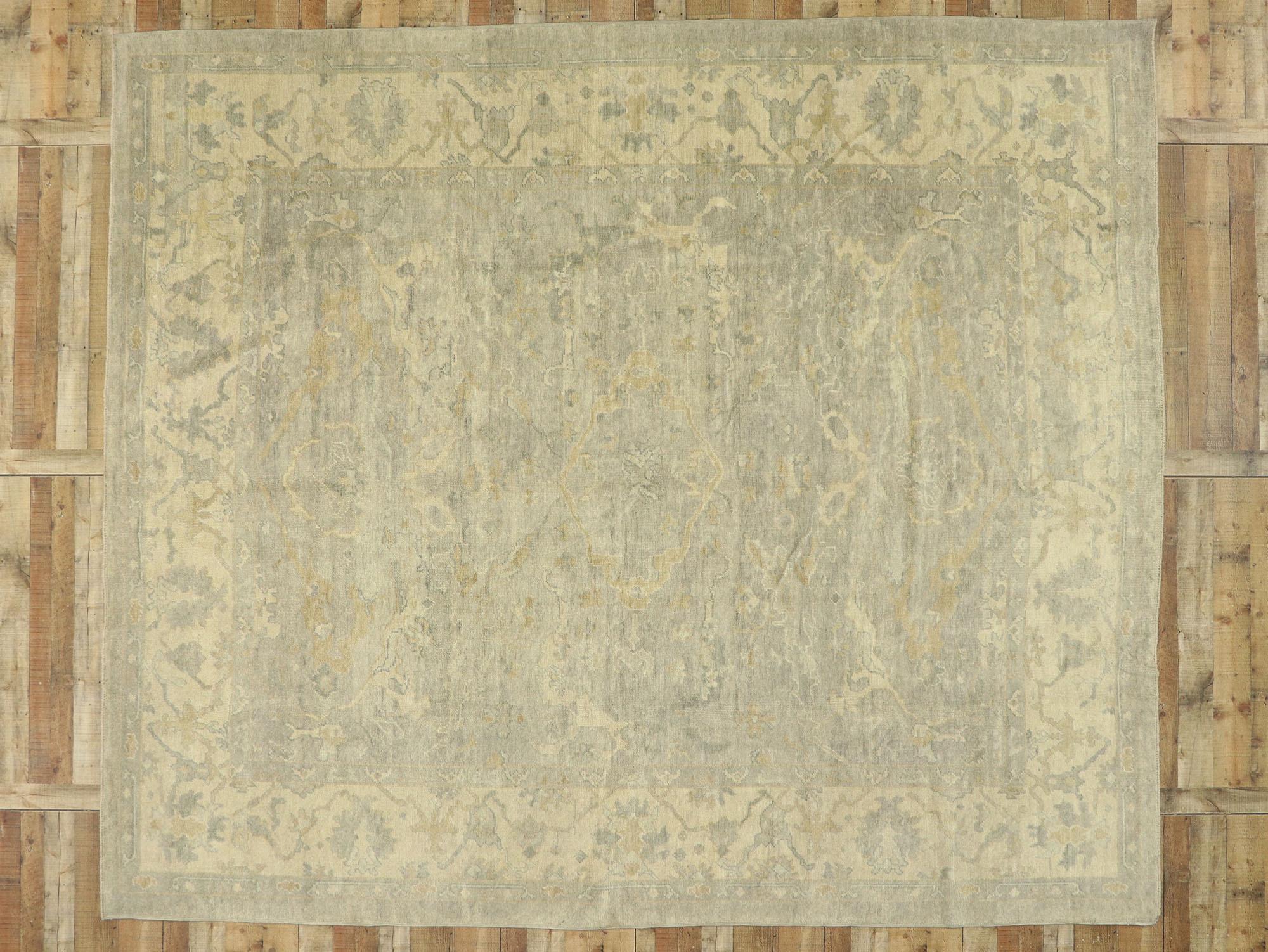 New Contemporary Turkish Oushak Rug with Transitional Style  For Sale 3