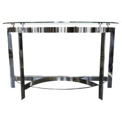 Vintage Contemporary Modern Two-Tier Demilune Console