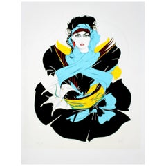 Contemporary Modern Unframed Print Signed Steve Leal "Tia", 1980s