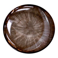 Contemporary Modern Unique Sculptural Concave Brown Glass French Mirror
