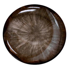 Contemporary Modern Unique Sculptural Concave Brown Glass French Mirror