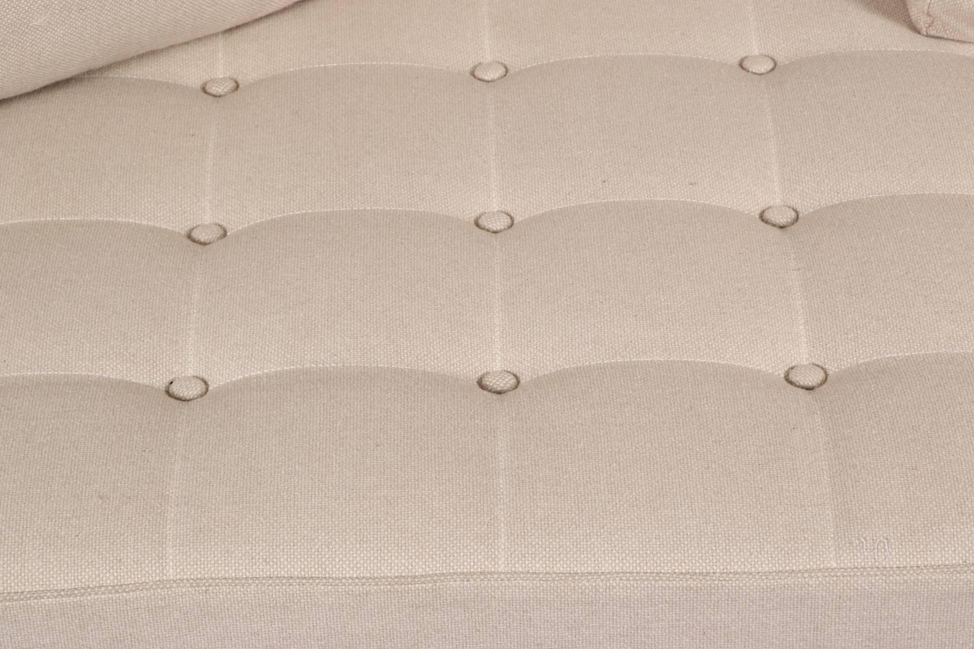 Mid-Century Modern Contemporary Modern Upholstered Sofa with Tall Brass Legs