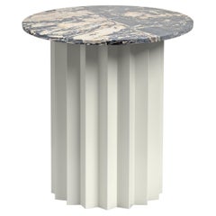 Contemporary Modern, Volume High Side Table, Metal Base & Neo Picasso Marble Top