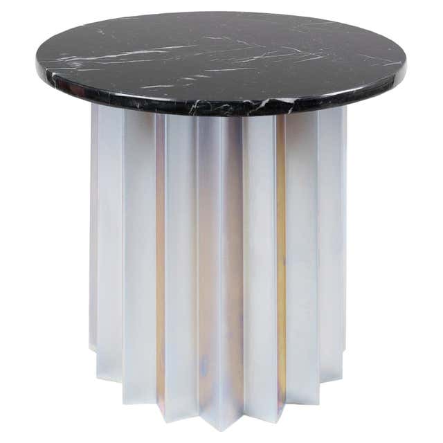 Trestle Base Low Table with Marble Top For Sale at 1stDibs
