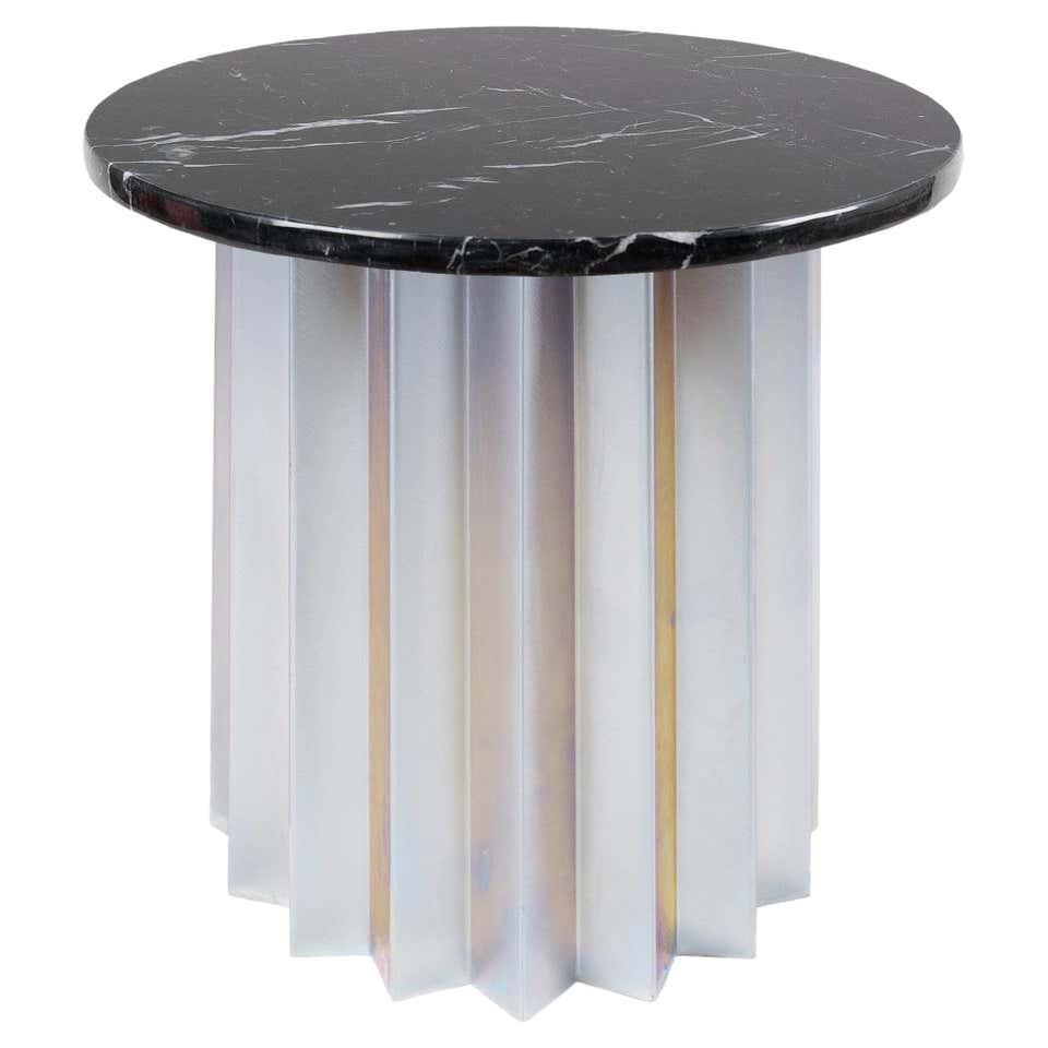 Trestle Base Low Table with Marble Top For Sale at 1stDibs
