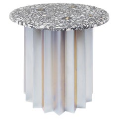 Contemporary Modern, Volume Low Side Table, Galvanized Base & Dusk Terrazzo Top
