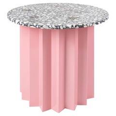 Contemporary Modern, Volume Low Side Table, Metal Base & Dusk Terrazzo Top