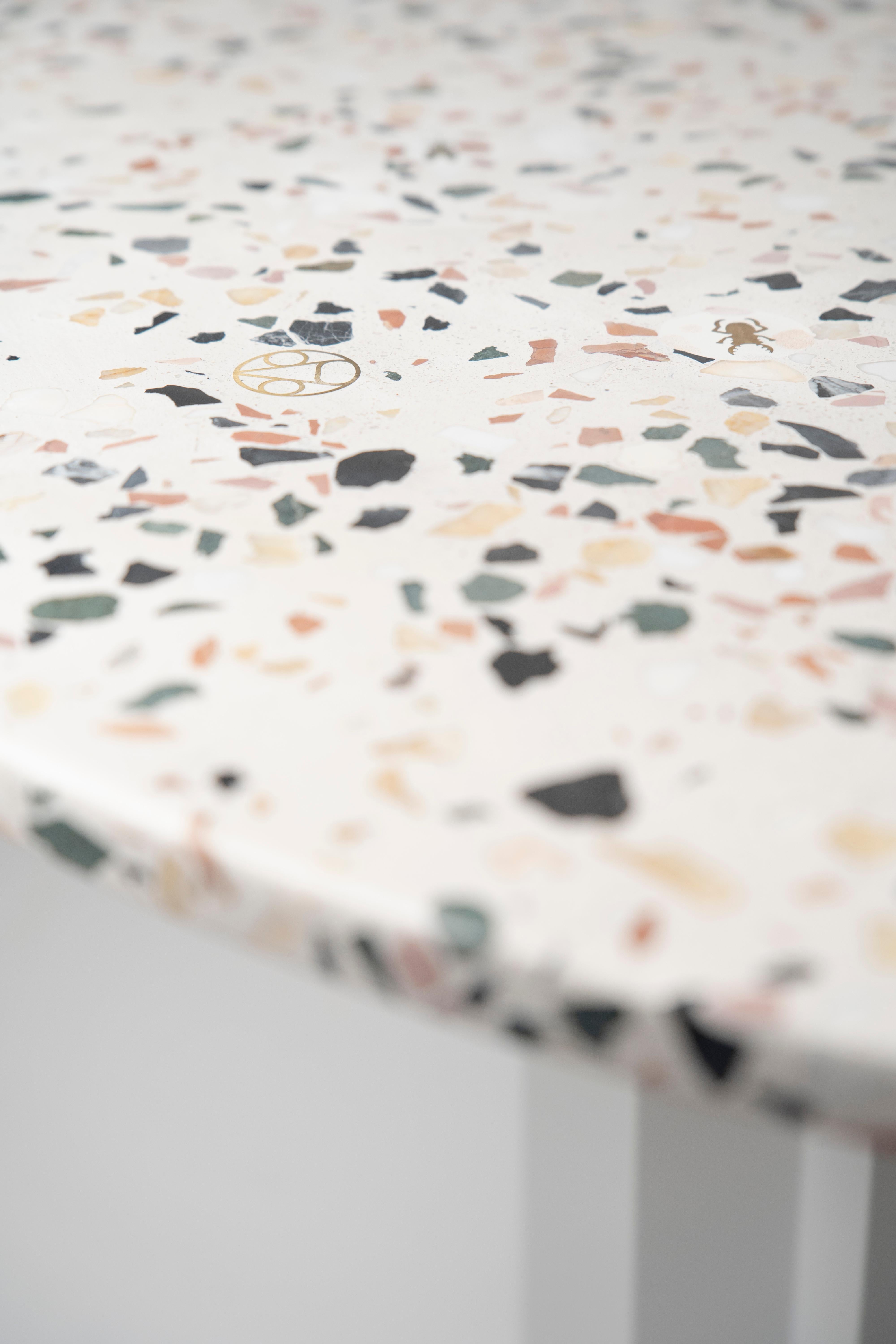 Contemporary Modern, Volume Low Side Table, Metal Base & Ginger Terrazzo Top 2