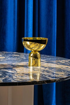 Contemporary Modern, Volume Marble Powder-Coated Metal Table