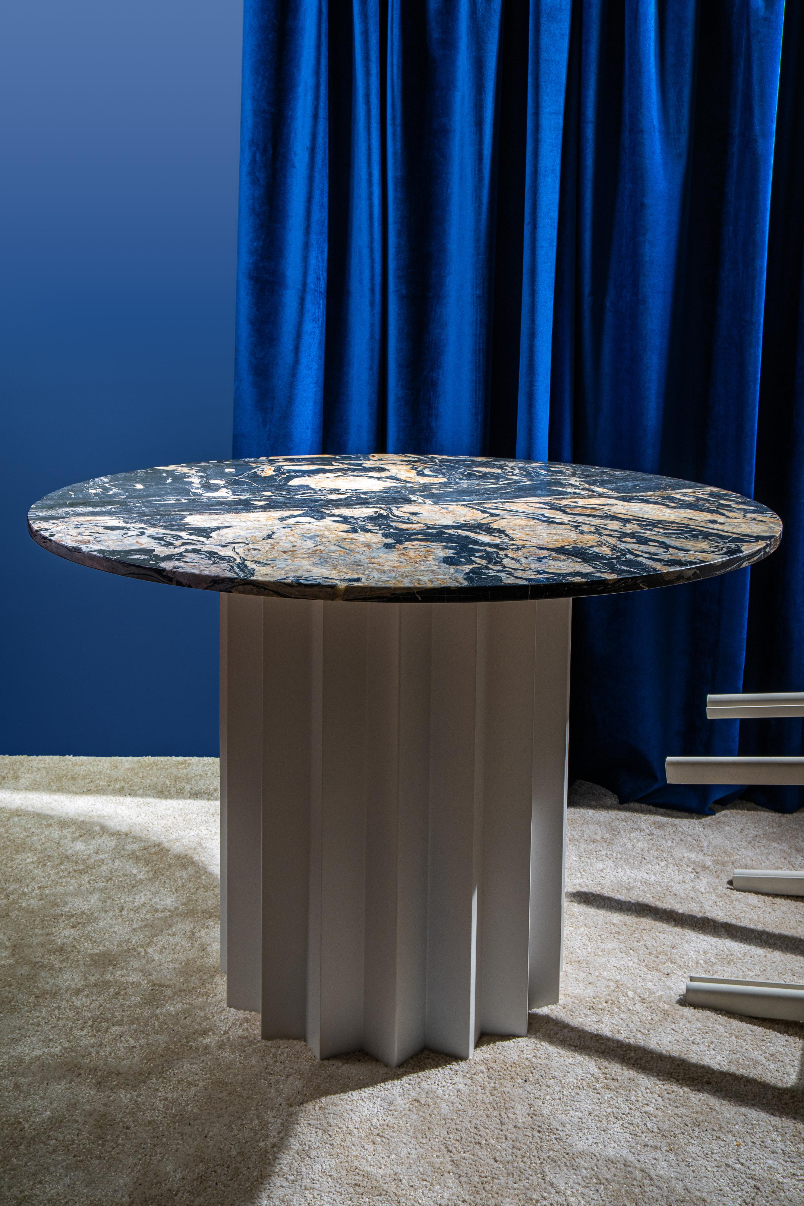 Turkish Contemporary Modern, Volume Marble Powder-Coated Metal Table For Sale