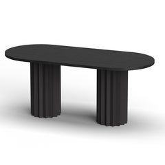 Contemporary Modern, Volume Wooden/Oak and Metal Column Oval Dining Table