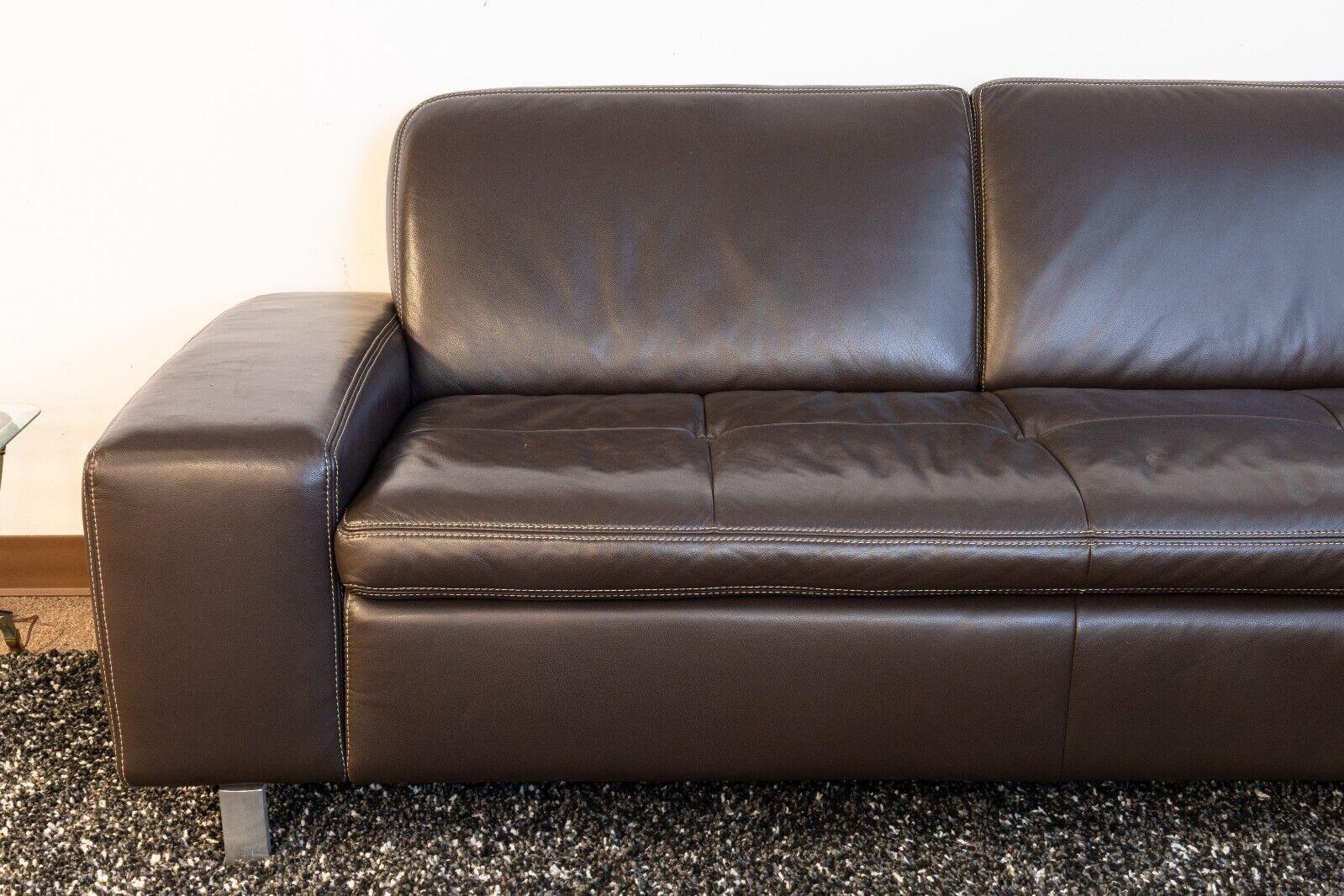 Contemporary Modern W Schillig Heidelberg Dark Brown Leather 2pc Sectional Sofa 2
