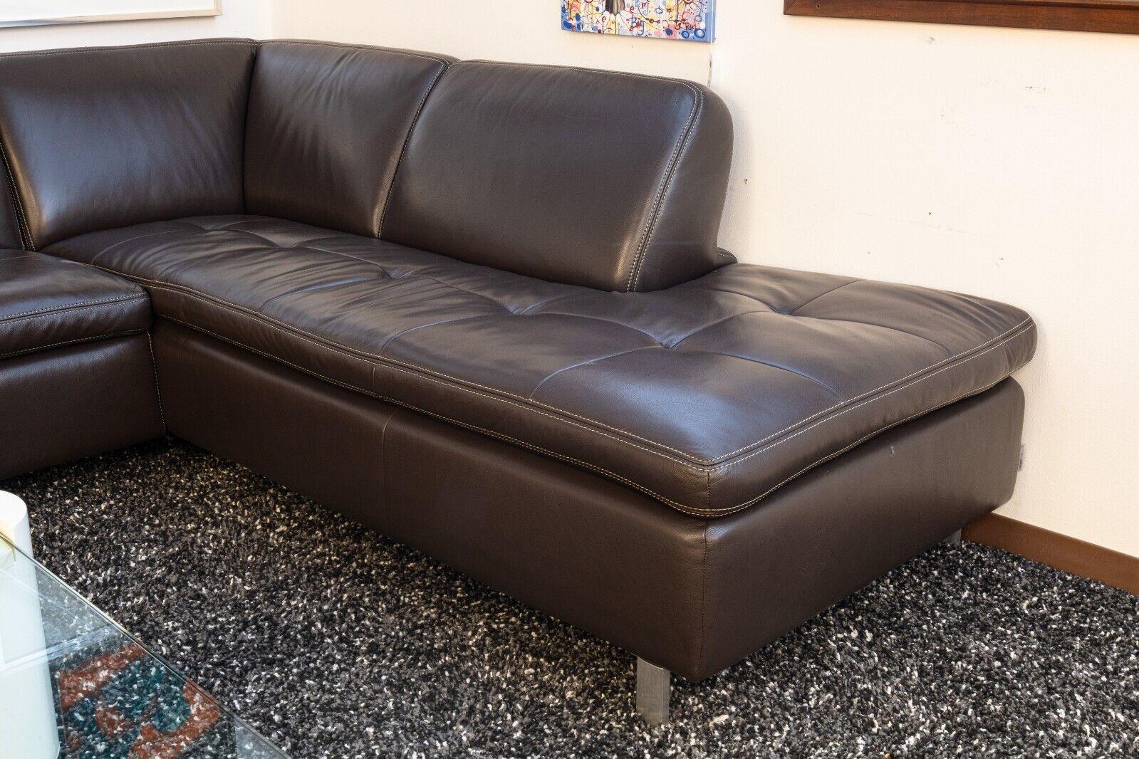 Contemporary Modern W Schillig Heidelberg Dark Brown Leather 2pc Sectional Sofa 1