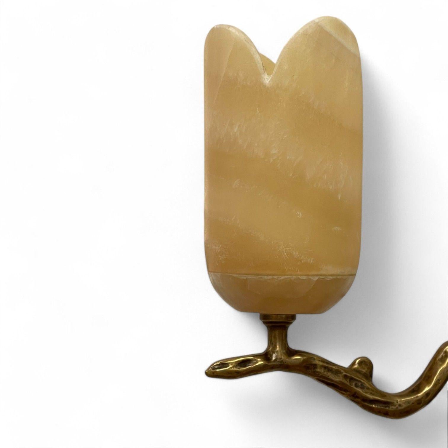 Contemporary, Modern Wall Sconces, Branch Motif, Bronze, Alabaster, 21. (21. Jahrhundert und zeitgenössisch) im Angebot