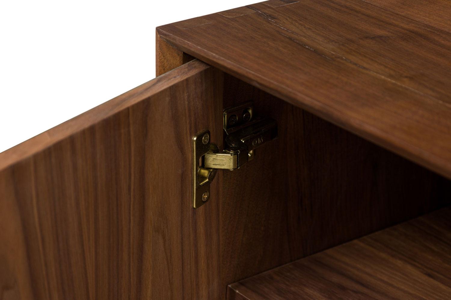 Ottone Contemporary / Modern Walnut and Etched Brass 3-Door Credenza / Sideboard in vendita