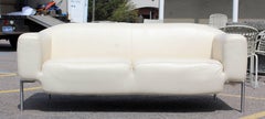 Contemporary Modern White Leather Sofa on Steel Frame B&B Minotti Style Italian