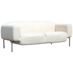 Contemporary Modern White Leather Sofa on Steel Frame B&B Minotti Style Italian