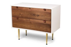 Contemporary / Modern White "Lustrosa" Cabinet and Natural Wood 2-Drawer Dresser