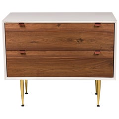 Contemporary / Modern Weißer "Lustrosa"-Schrank und 2-Schubladen-Kombination aus Naturholz