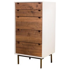 Contemporáneo / Moderno Armario Blanco "Lustrosa" y Cómoda de 5 Cajones de Madera Natural