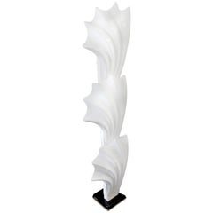 Contemporary Modern White Rougier Floor Lamp 1980s Molded Acrylic Shells Leaves