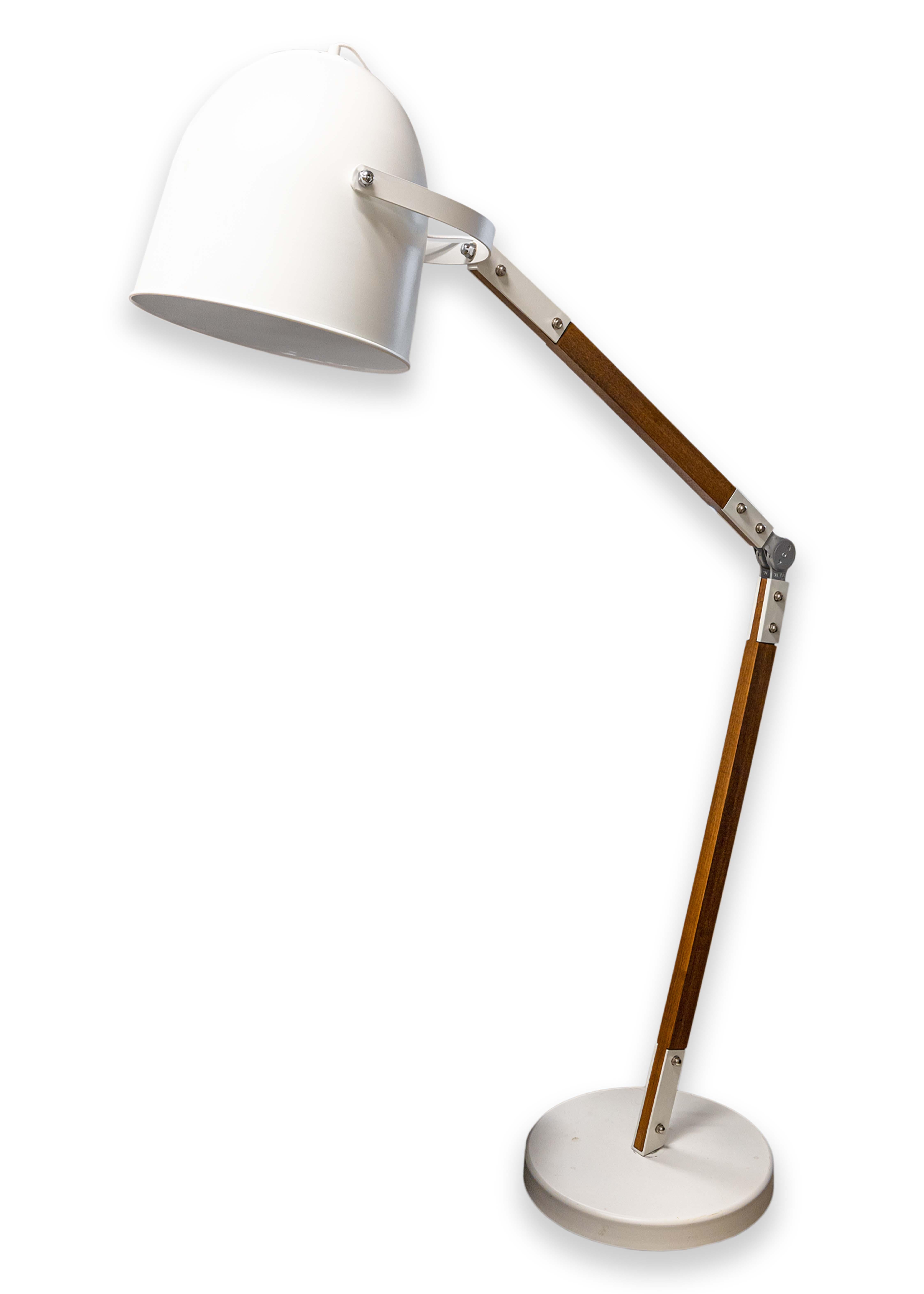 Contemporary Modern Wood and Metal Articulating Floor Lamp Designed in Denmark For Sale 5