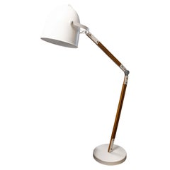 Contemporary Modern Wood and Metal Articulating Floor Lamp Designed in Denmark