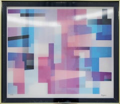 Contemporary Modern Yaakov Agam Framed Agam-O-Graph Three Movement Signed 72/99