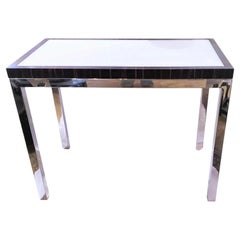 Vintage Contemporary Modern Zebra Wood and Chrome Side Console