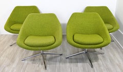 Contemporary Modernist Allermuir Set of 4 Swivel Lounge Chairs on Chrome Bases