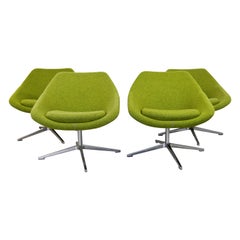 Contemporary Modernist Allermuir Set of 4 Swivel Lounge Chairs on Chrome Bases