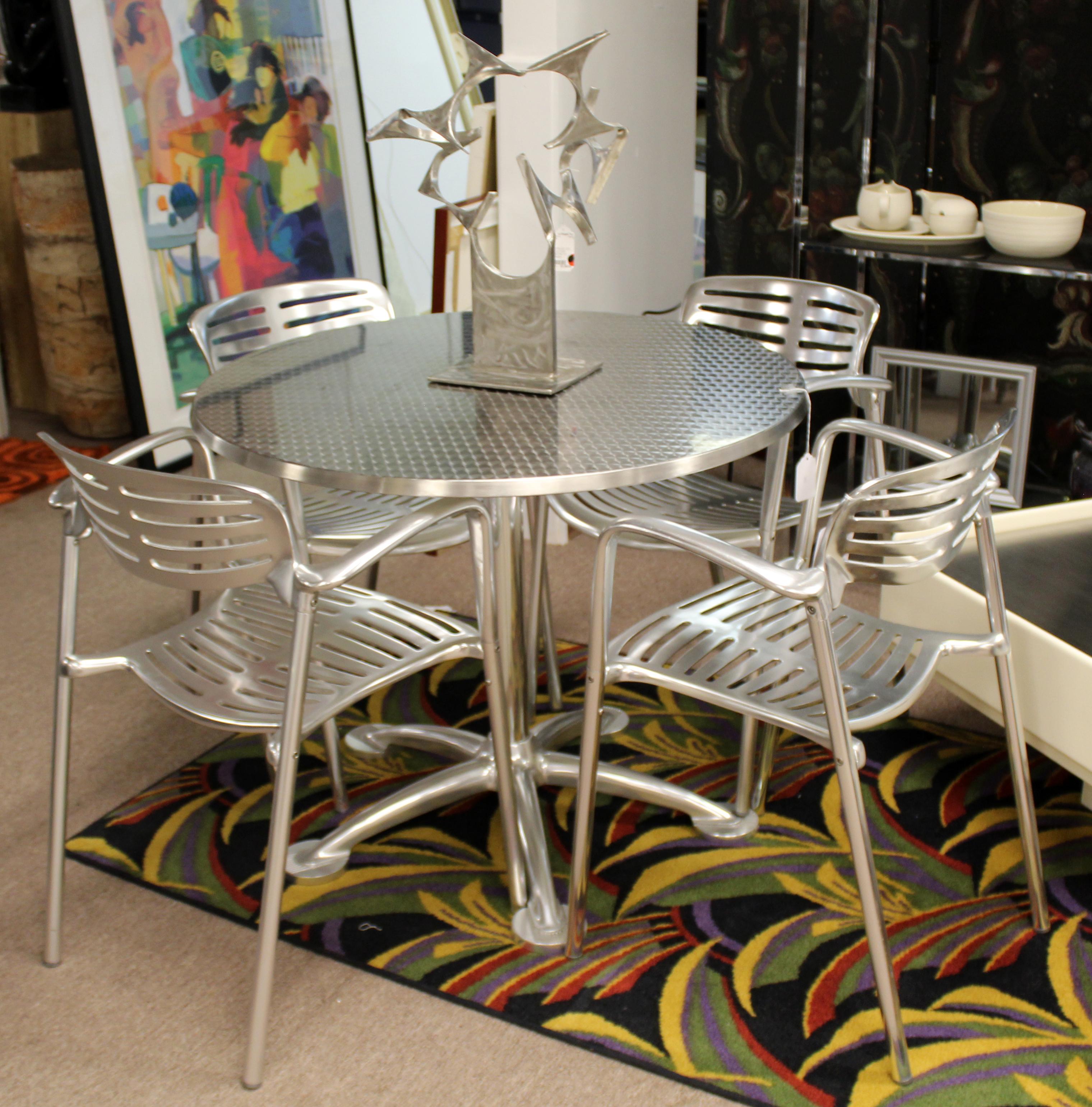 Contemporary Modernist Aluminum Pair of Chairs Toledo by Jorge Pensi Spain 1980s 6