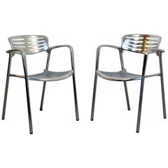 Zeitgenössisches modernistisches Aluminium-Sesselpaar Toledo von Jorge Spain 1980er Jahre
