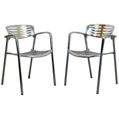 Contemporary Modernist Aluminum Pair of Chairs Toledo by Jorge Pensi Spain 1980s