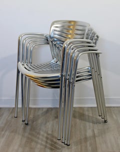 Contemporary Modernist Aluminum Set of 8 Chairs Toledo by Jorge Pensi, Spain
