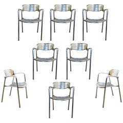 Contemporary Modernist Aluminum Set of 8 Chairs Toledo by Jorge Pensi, Spain
