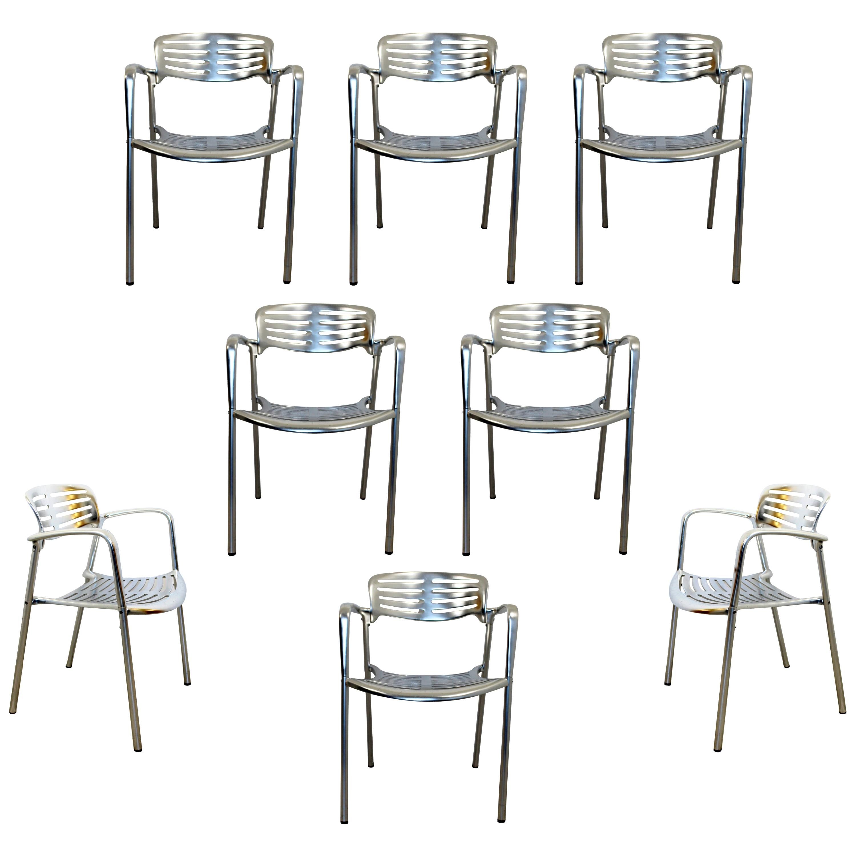 Contemporary Modernist Aluminum Set of 8 Chairs Toledo by Jorge Pensi, Spain