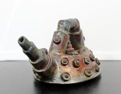 Contemporary Modernist Brutalist Ceramic Teapot Signed Eddie Kent Great Britain