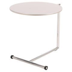 Contemporary Modernist Cantilevered Side Table with Laminate Top and Chrome Base