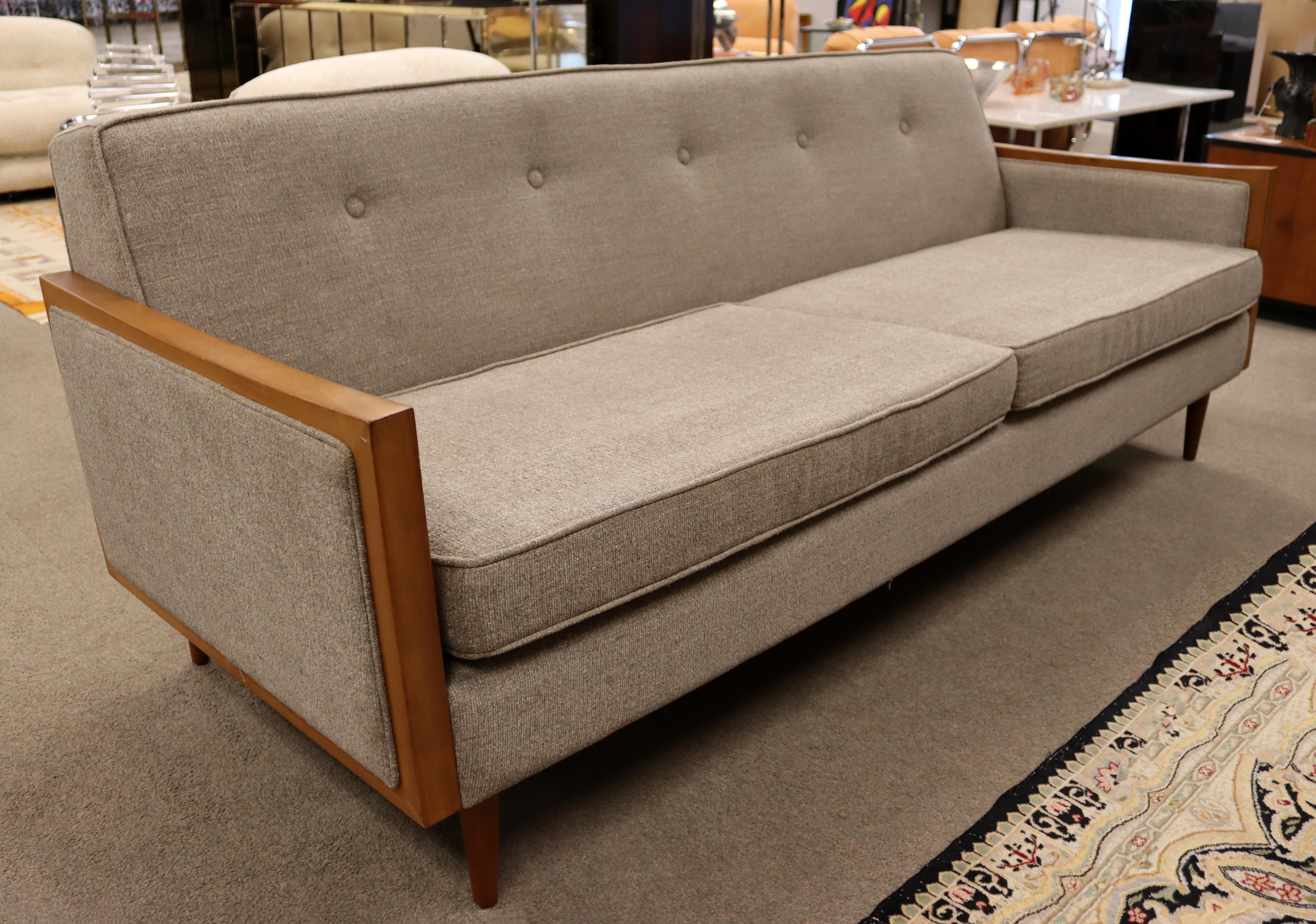 Contemporary Modernist Casara Modern Sofa McCobb Dunbar Style Gray Fabric & Wood 5