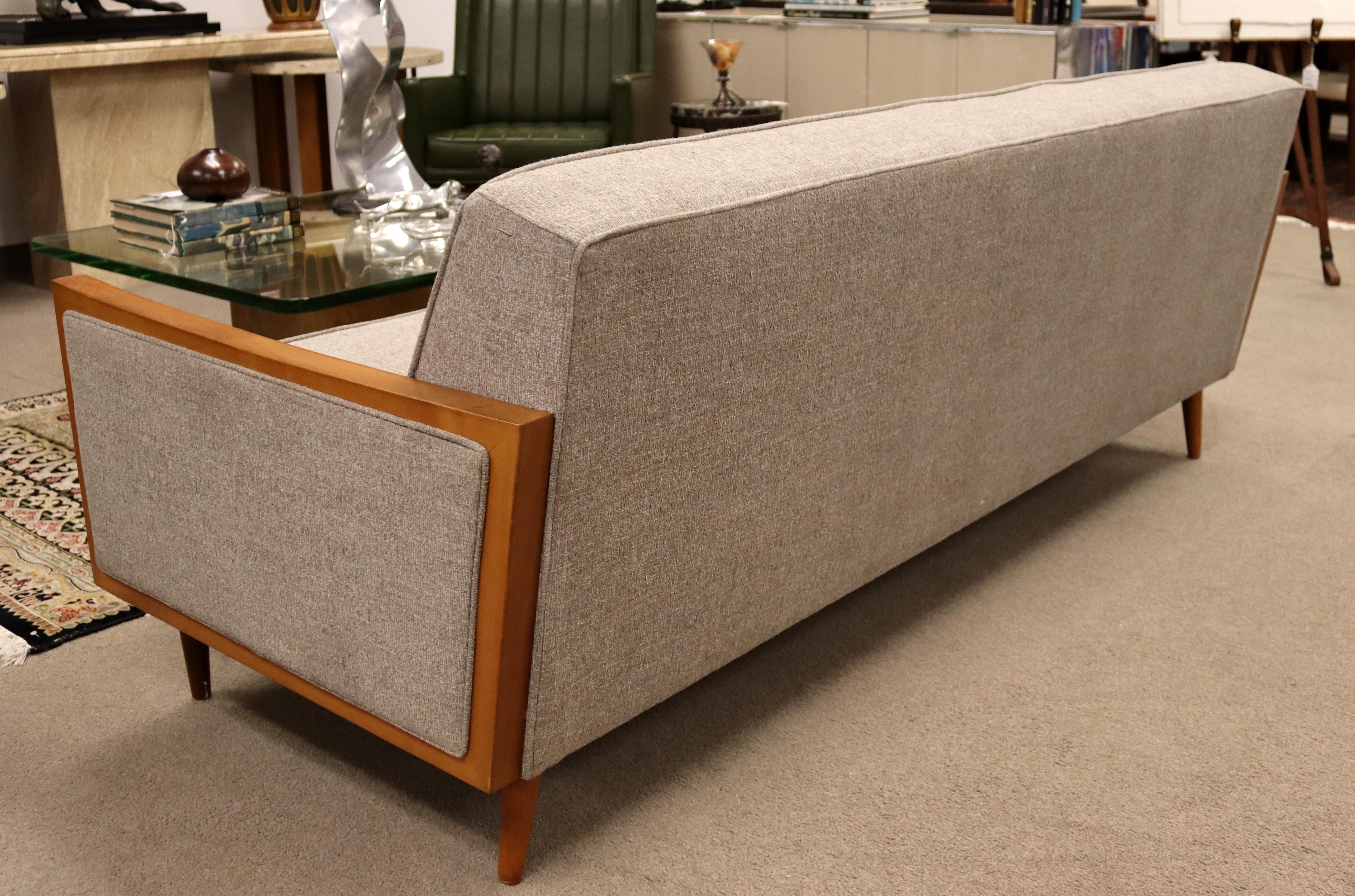 Contemporary Modernist Casara Modern Sofa McCobb Dunbar Style Gray Fabric & Wood 1
